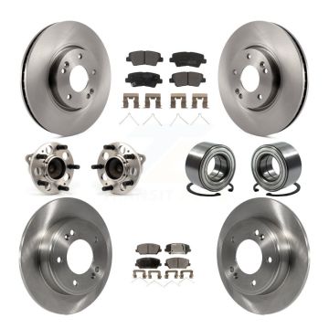 Front Rear Hub Bearing Brake Rotor Pad Kit (10Pc) For 16-17 Hyundai Veloster Turbocharged KBB-114178