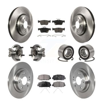 Front Rear Hub Bearing Disc Brake Rotor And Semi-Metallic Pads Kit (10Pc) For Honda Civic KBB-114184