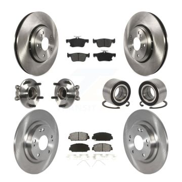 Front Rear Hub Bearing Disc Brake Rotor And Semi-Metallic Pads Kit (10Pc) For Honda Civic KBB-114196