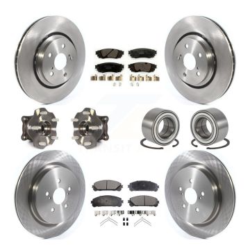 Front Rear Wheel Hub Bearing Disc Brake Rotor And Pad Kit (10Pc) For 2016 Lexus RX350 AWD KBB-114202