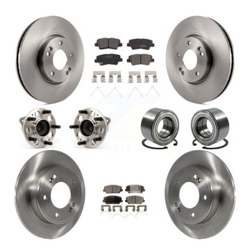 Front Rear Hub Bearing Brake Rotor Pad Kit (10Pc) For 16-17 Hyundai Veloster Turbocharged KBB-114208
