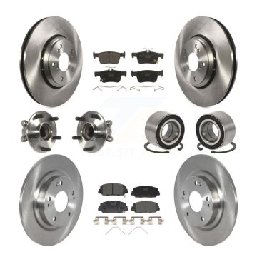 Front Rear Wheel Hub Bearing Disc Brake Rotor And Ceramic Pads Kit (10Pc) For Honda Civic KBB-114212