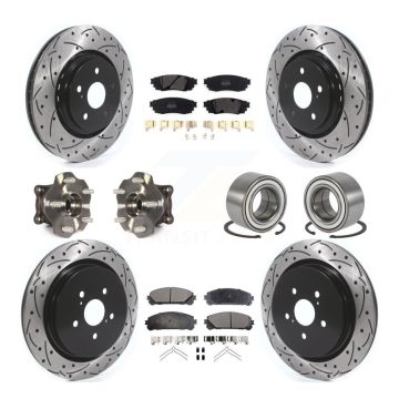 Front Rear Hub Bearing Coated Disc Brake Rotor & Pads Kit (10Pc) For 2016 Lexus RX350 AWD KBB-114219