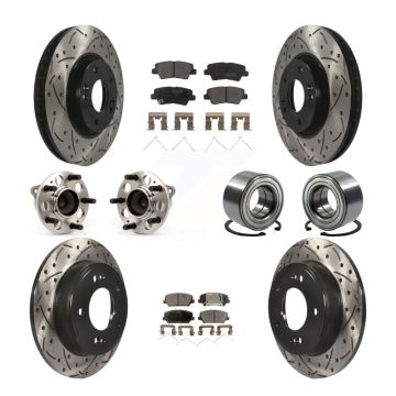 Front Rear Hub Bearing Coat Brake Rotor Pads Kit (10Pc) For Hyundai Veloster Turbocharged KBB-114223