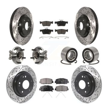 Front Rear Wheel Hub Bearing Coated Disc Brake Rotors And Pads Kit (10Pc) For Honda Civic KBB-114230