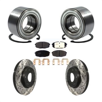 Front Wheel Bearing Coated Drilled Slotted Brake Rotor And Pad Kit For 2014-2016 Kia Soul KBB-114236
