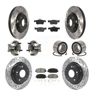 Front Rear Wheel Hub Bearing Coated Disc Brake Rotors And Pads Kit (10Pc) For Honda Civic KBB-114246