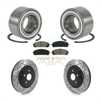 Front Wheel Bearing Coated Drilled Slotted Disc Brake Rotor Pads Kit For 2016 Lexus RX350 KBB-114252