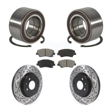 Front Wheel Bearing Coated Drilled Slotted Disc Brake Rotors And Pads Kit For Kia Rio KBB-114254