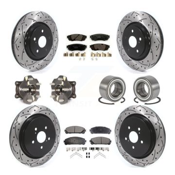 Front Rear Hub Bearing Coated Disc Brake Rotor & Pads Kit (10Pc) For 2016 Lexus RX350 AWD KBB-114255