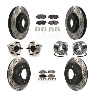 Front Rear Hub Bearing Coat Brake Rotor Pads Kit (10Pc) For Hyundai Veloster Turbocharged KBB-114259