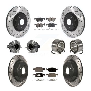 Front Rear Hub Bearing Coated Disc Brake Rotor And Ceramic Pad Kit (10Pc) For Lincoln MKC KBB-114262