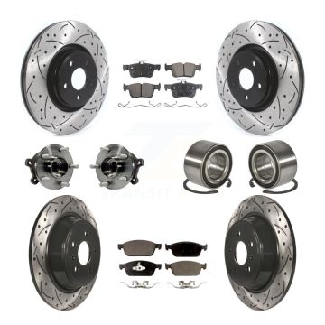 Front Rear Hub Bearing Coated Disc Brake Rotor And Ceramic Pad Kit (10Pc) For Lincoln MKC KBB-114263