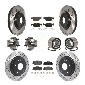 Front Rear Hub Bearing Coated Disc Brake Rotor And Ceramic Pad Kit (10Pc) For Honda Civic KBB-114264