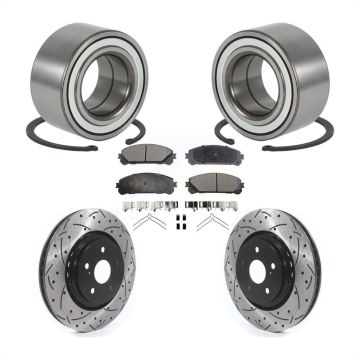 Front Wheel Bearing Coated Drilled Slotted Disc Brake Rotor Pads Kit For 2016 Lexus RX350 KBB-114271