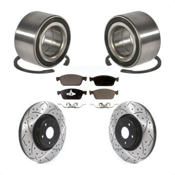 Front Wheel Bearing Coated Drilled Slotted Brake Rotor Pad Kit For Ford Focus Lincoln MKC KBB-114272
