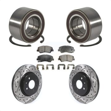 Front Wheel Bearing Coated Drilled Slotted Disc Brake Rotors And Pads Kit For Kia Rio KBB-114274