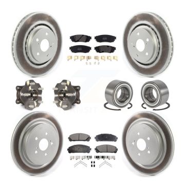 Front Rear Hub Bearing Coated Disc Brake Rotor & Pads Kit (10Pc) For 2016 Lexus RX350 AWD KBB-114275