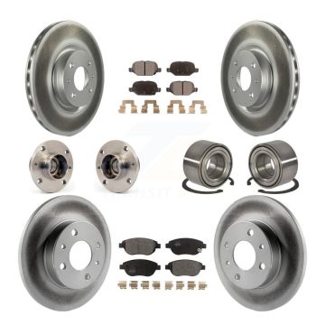 Front Rear Hub Bearing Assembly Coated Disc Brake Rotors And Pads Kit (10Pc) For Fiat 500 KBB-114281