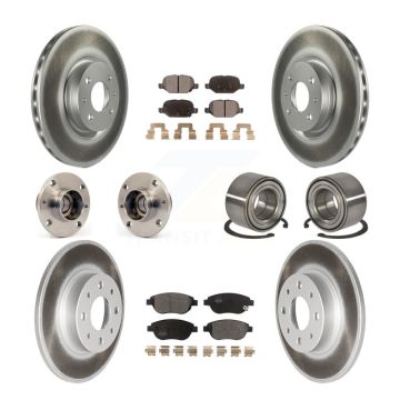 Front Rear Hub Bearing Assembly Coated Disc Brake Rotors And Pads Kit (10Pc) For Fiat 500 KBB-114282