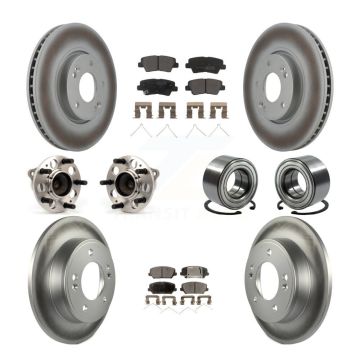 Front Rear Hub Bearing Coat Brake Rotor Pads Kit (10Pc) For Hyundai Veloster Turbocharged KBB-114284