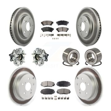 Front Rear Hub Bearing Coated Brake Rotor And Pad Kit (10Pc) For 2017-2018 Toyota Prius V KBB-114290