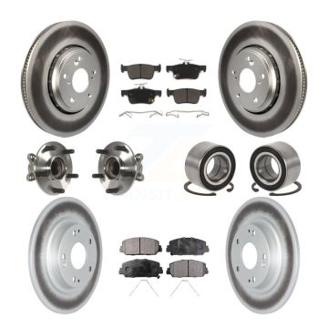 Front Rear Wheel Hub Bearing Coated Disc Brake Rotors And Pads Kit (10Pc) For Honda Civic KBB-114291