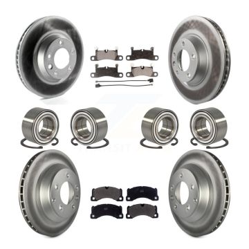 Front Rear Wheel Bearing Coated Disc Brake Rotors And Pads Kit (10Pc) For Porsche Cayenne KBB-114317