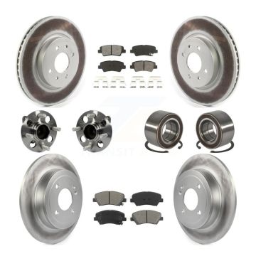 Front Rear Hub Bearings Assembly Coated Disc Brake Rotors And Pads Kit (10Pc) For Kia Rio KBB-114321