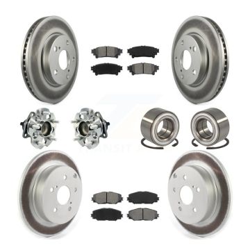 Front Rear Hub Bearing Coated Brake Rotor And Pad Kit (10Pc) For 2017-2018 Toyota Prius V KBB-114323