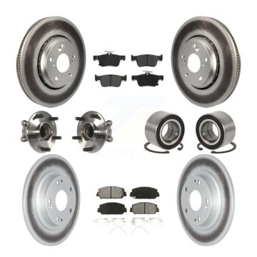 Front Rear Wheel Hub Bearing Coated Disc Brake Rotors And Pads Kit (10Pc) For Honda Civic KBB-114324