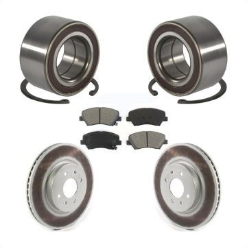 Front Wheel Bearing Coated Disc Brake Rotors And Semi-Metallic Pads Kit For Kia Rio KBB-114336