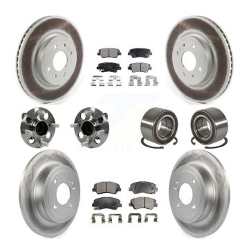 Front Rear Hub Bearings Coated Disc Brake Rotors And Ceramic Pads Kit (10Pc) For Kia Rio KBB-114343