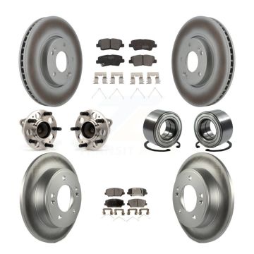Front Rear Hub Bearing Coat Brake Rotor Pads Kit (10Pc) For Hyundai Veloster Turbocharged KBB-114344