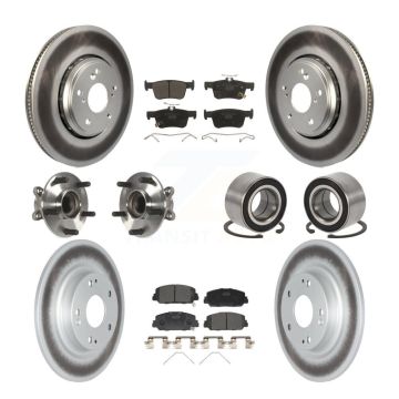 Front Rear Hub Bearing Coated Disc Brake Rotor And Ceramic Pad Kit (10Pc) For Honda Civic KBB-114349