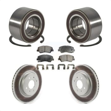 Front Wheel Bearing Coated Disc Brake Rotors And Ceramic Pads Kit For Kia Rio KBB-114364