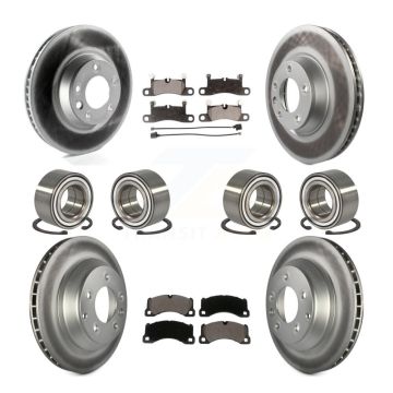 Front Rear Bearing Coated Disc Brake Rotor And Ceramic Pad Kit (10Pc) For Porsche Cayenne KBB-114369