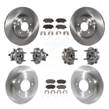 Front Rear Hub Bearing Disc Brake Rotor Pad Kit (10Pc) For 2017-2020 Hyundai Elantra 1.6L KBB-114427