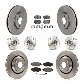 Front Rear Hub Bearing Assembly Disc Brake Rotor And Pad Kit (10Pc) For Volkswagen CC AWD KBB-114429