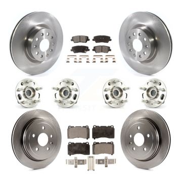 Front Rear Hub Bearing Disc Brake Rotor And Semi-Metallic Pad Kit (10Pc) For Cadillac CTS KBB-114435