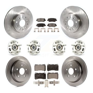 Front Rear Hub Bearing Disc Brake Rotor And Semi-Metallic Pad Kit (10Pc) For Cadillac CTS KBB-114436