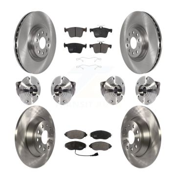 Front Rear Hub Bearing Brake Rotor And Pad Kit (10Pc) For 2018-2022 Volkswagen Tiguan AWD KBB-114439