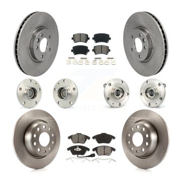 Front Rear Hub Bearings Assembly Disc Brake Rotors And Pads Kit (10Pc) For Volkswagen CC KBB-114445