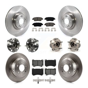 Front Rear Hub Bearing Disc Brake Rotor Pad Kit (10Pc) For 2012-2014 Hyundai Genesis 5.0L KBB-114453