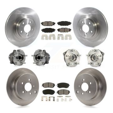 Front Rear Hub Bearings Disc Brake Rotors And Pads Kit (10Pc) For Subaru XV Crosstrek KBB-114455