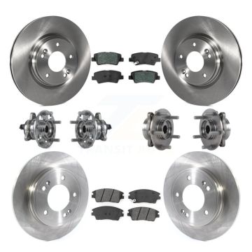 Front Rear Hub Bearing Disc Brake Rotor Pad Kit (10Pc) For 2017-2020 Hyundai Elantra 1.6L KBB-114459