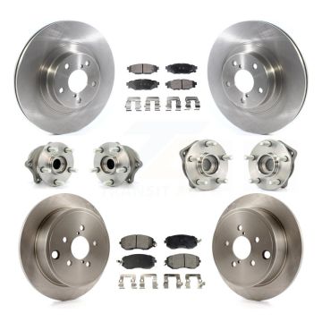 Front Rear Hub Bearing Brake Rotor And Pad Kit (10Pc) For Subaru Impreza Forester Outback KBB-114476