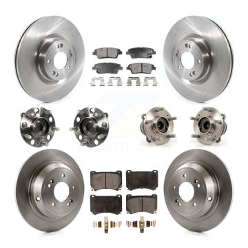 Front Rear Hub Bearing Disc Brake Rotor Pad Kit (10Pc) For 2012-2014 Hyundai Genesis 5.0L KBB-114482