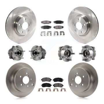 Front Rear Hub Bearings Disc Brake Rotors And Ceramic Pads Kit (10Pc) For Subaru Impreza KBB-114489