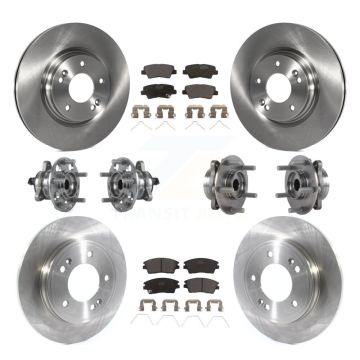 Front Rear Hub Bearing Disc Brake Rotor Pad Kit (10Pc) For 2017-2020 Hyundai Elantra 1.6L KBB-114491